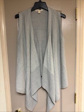 Michael Kors Light Gray Draped Open-Front Women's Sweater Vest
